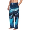 thumbnail image 2 of Uemuo Colorful Ocean Whale Pattern Men's Wide Leg Palazzo Lounge Pants with Pockets Light Weight Loose Comfy Casual Pajama Pants-Small, 2 of 9