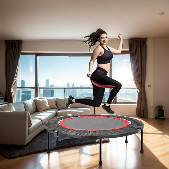 Segmart Fitness Mini Trampoline, 40'' Foldable Indoor Workout Trampoline for Adults, Exercise Rebounder Trampoline, 330 lbs, Black
