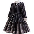 thumbnail image 3 of Black Striped Costume for Girls College Uniform Cosplay Dress Gothic Outfits for 11-12Y, 3 of 8