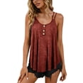 thumbnail image 6 of Neewe Women's Basic Tank Tops Cami Tank Summer Sleeveless Tops Round Neck Camisole Pleated Shaping Top-Wine 3XL, 6 of 6