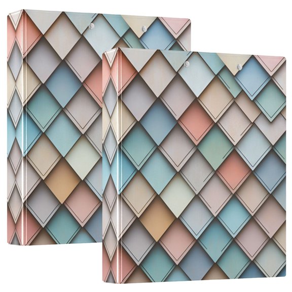 FORMRS 3 Ring Binder 1.5 inch with Pockets Set of 2 Clip Board 200 Sheets Capacity, Colorful Art Pattern