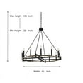 thumbnail image 4 of ACROMA  12-light 41In Farmhouse Black Geometric Wheel Chandelier - N/A Weathered Walnut Distressed, Satin, Matte Adjustable Painted, 4 of 5