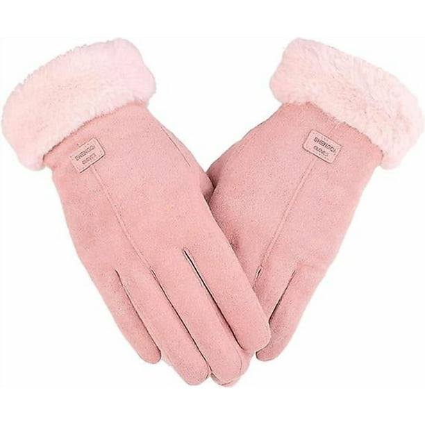 Women's Winter Suede Gloves Touch Screen Gloves Soft Warm Fleece Lined Gloves