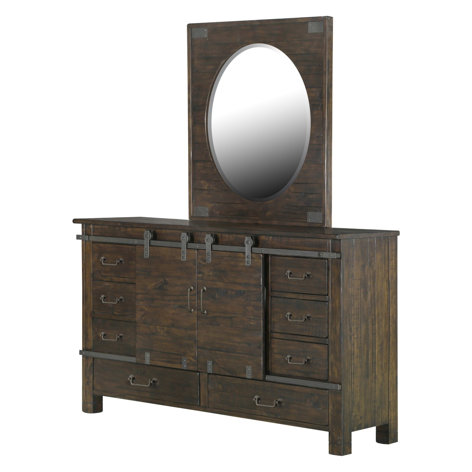 Magnussen Pine Hill 8 Drawer Sliding Door Dresser With Optional