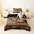 thumbnail image 2 of Feelyou Cabin Outdoor Fishing Twin Comforter Sets for Men Boys, Mountain Lake Animal Bedding Set, Brown, Black Reversible, 2pcs, 2 of 6