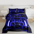 thumbnail image 3 of Feelyou Gaming Controller Kid Bedding Comforter Set, Futuristic Game Consloe Twin Comforter Sets, Honeycomb Abstract Blue Reversible Bedding Set, Microfiber Bedroom Decor, 2pcs, 3 of 9