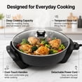thumbnail image 6 of Moss & Stone Round Electric Skillet with Lid – 12x12 Inch Aluminum Nonstick Electric Frying Pan 5Qt, Adjustable Temperature Control, Vented Glass Lid, Dishwasher Safe, Heat-Resistant Handles, 6 of 9