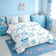thumbnail image 2 of Erosebridal Girly Pink Bowknot 7 Pieces Bedding Comforter Set,Ocean Animal Jellyfish Shell Full Bedding Set For Kids,Reversible, 2 of 7