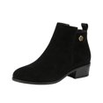 thumbnail image 3 of Willtoo Boots for Women Faux Suede Round Toe Ankle Booties, Metal Rose Decor Low Block Heel Short Boots, Side Zipper Comfort Fall Winter Shoes, 3 of 6