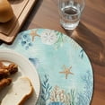 thumbnail image 3 of Teal Coastal Round 13 Inch Placemats Set of 8, Summer Beach Starfish Shell Coral Nautical HeatResistant Non Slip Place Mats for Dining Table, Wipeable Braided Kitchen Table Mats for Housewarming, 3 of 9