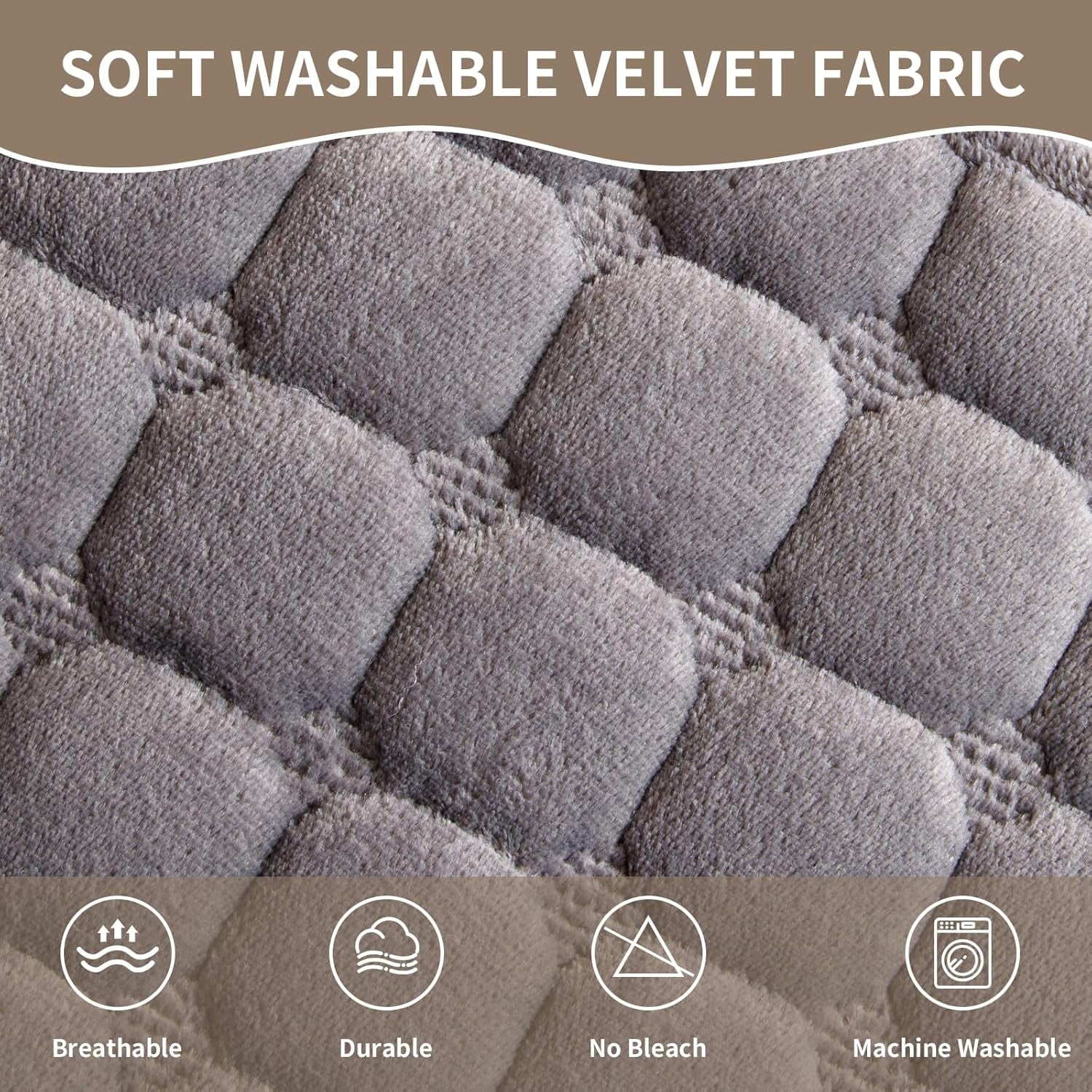 Velvet Couch Cover, Washable Sectional Sofa Cover, Anti Slip Sofa Slipcover for 3 Cushion Couch Sofa L Shaped Armrest Backrest, Furniture Protector Covers for Pets Kids