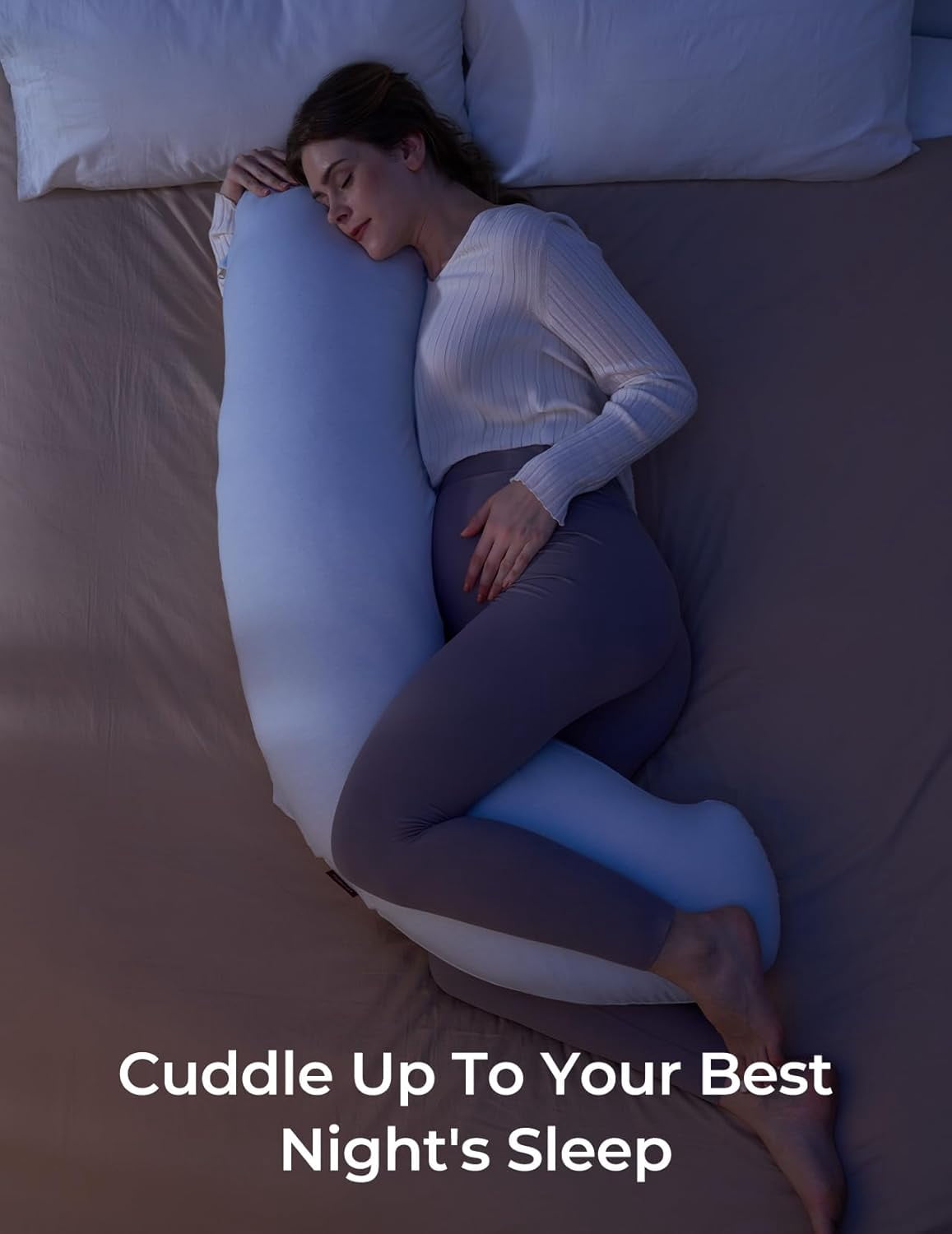 Pregnancy Pillows for Side Sleeping, J Shaped Maternity Body Pillow for Pregnancy, Soft Pregnancy Pillow for Head Neck Belly Support, Blue