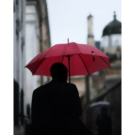 Rainman Poster - Peel-n-Stick Poster of Guy Blur People Man Silhouette Umbrella Rain Poster 24x16 Adhesive Sticker Poster Print