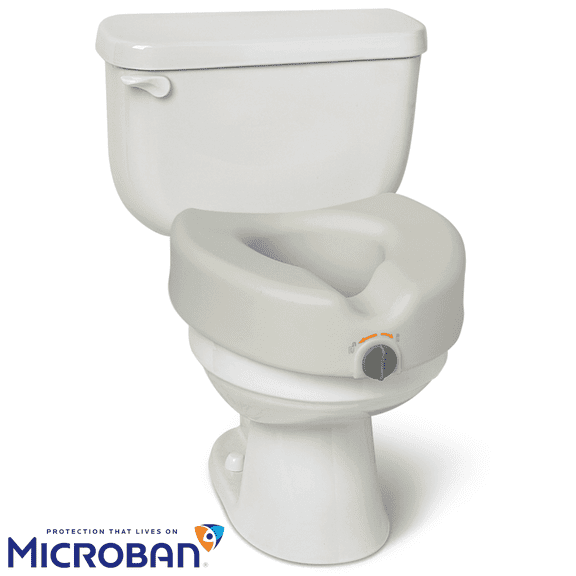 Medline 5” Elevated Locking Raised Toilet Seat with Microban Treatment and No Arms