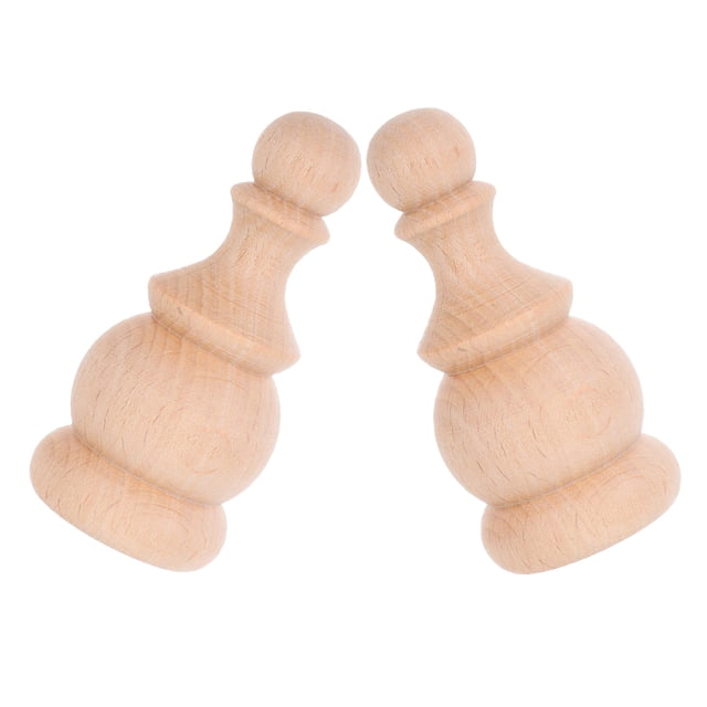 LOLIPPYY 2Pcs Unfinished Wood Finials Decorative Carved Ends for Staircases Bed Posts Curtain Rods Home
