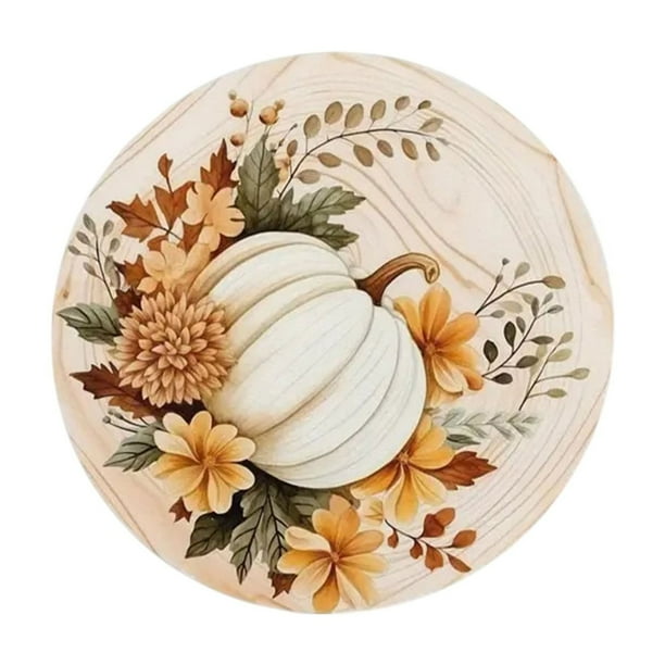 Mantel individual de otoño, mantel con temática otoñal, hojas de flores de calabaza, mantel retro para comedor, manteles individuales para fiesta de la cosecha de otoño, resistentes a las manchas y al