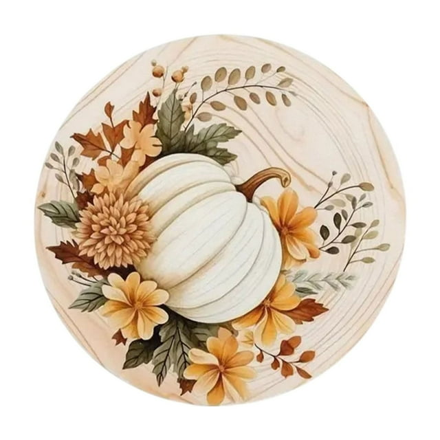 Fasiaou Napperons d'Automne Décorations de Table de l'Action de Grâce d'Automne Intérieur Ferme Citrouilles de Récolte Napperons Ronds pour Fête Cuisine Salle à Manger(B)