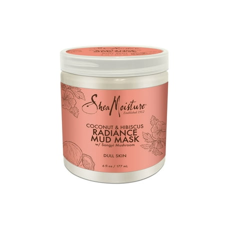 SheaMoisture Coconut & Hibiscus Radiance Mud Mask - Hydrating Treatment for Glowing Skin - Brighten Dull Skin - Sulfate-Free with Natural and Organic Ingredients - Revitalizes Dull Skin (6
