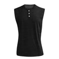 thumbnail image 2 of Soft Slub Cotton Sleeveless Henley Shirts for Men Classic 3 Button Placket Chest Pocket Workout Tank Tops, 2 of 4