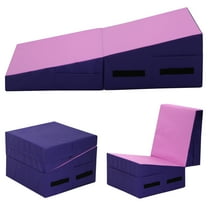 YRLLENSDAN Gymnastics Mat 48"X24"X14", Incline Gymnastics Mat Cheese Wedge Gymnastics Mat with Non-Slip Surface & Handles Cheese Mats for Tumbling Gymnastics Toddlers, Pink