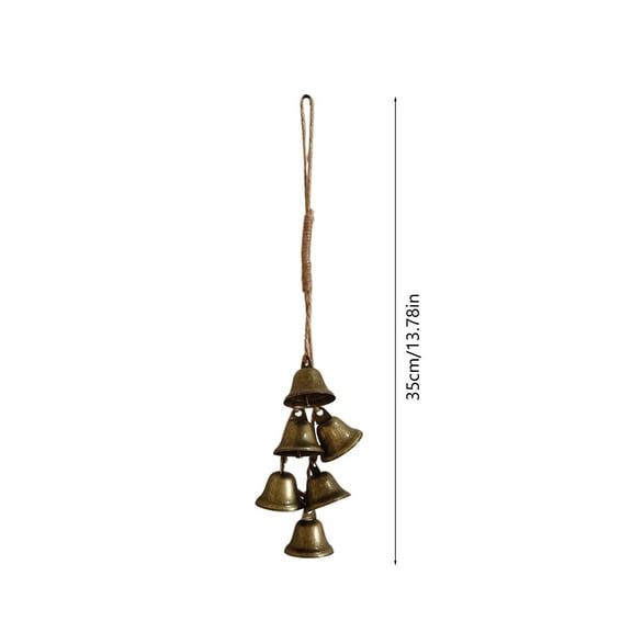 Rkxzt Copper Bells Copper Christmas Pendant Wall Hanging Memorial Wind Chimes 13.78 Inch Brown Door Handle Decor,Holiday Products|Copper,Bronze