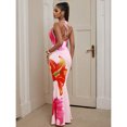 thumbnail image 2 of Multicolor Womens Deep V Floral Print Fitted Backless Maxi Dress With Spaghetti Straps For Summer Party Or Vacation, 2 of 8