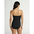 thumbnail image 4 of Time and Tru Women's and Women's Plus Strapless Bandeau One Piece Swimsuit, Sizes XS-2X, 4 of 6