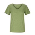 thumbnail image 4 of Timegard Tops for Women Summer Short Sleeve V Neck Tops Casual Loose Comfy Basic Tee Shirts Solid Color, 4 of 6