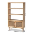 thumbnail image 2 of Baxton Studio Faulkner Mid-Century Modern Natural Brown Finished Wood and Rattan 2-Door Bookcase,Wholesale Interiors, 2 of 11