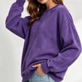 thumbnail image 4 of Lmnyox Sweatshirts for Women Vintage Loose Solid Color Crew Neck Pullover Casual Long Sleeve Tops, 4 of 7