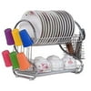 Ktaxon 2-Tier Stainless Steel Silver Dish Rack with Drainboard