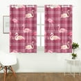 thumbnail image 2 of MKHERT Pink Stripes Flamingo Window Curtains Kitchen Curtain Room Bedroom Drapes Curtains 26x39 inch, 2 Piece, 2 of 3