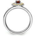thumbnail image 2 of Solid Sterling Silver & 14k Two-Tone Gold Stackable Expressions Sterling Silver Garnet Ring - Ring Size 6.0, 2 of 8