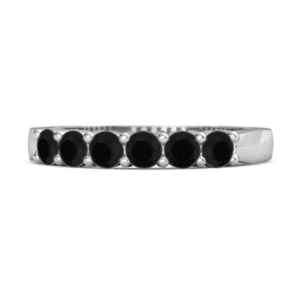 Mooneye Rich Feel Eternity 0.12 Cts Black Spinel 925 Sterling Silver Stacking Women Wedding Ring