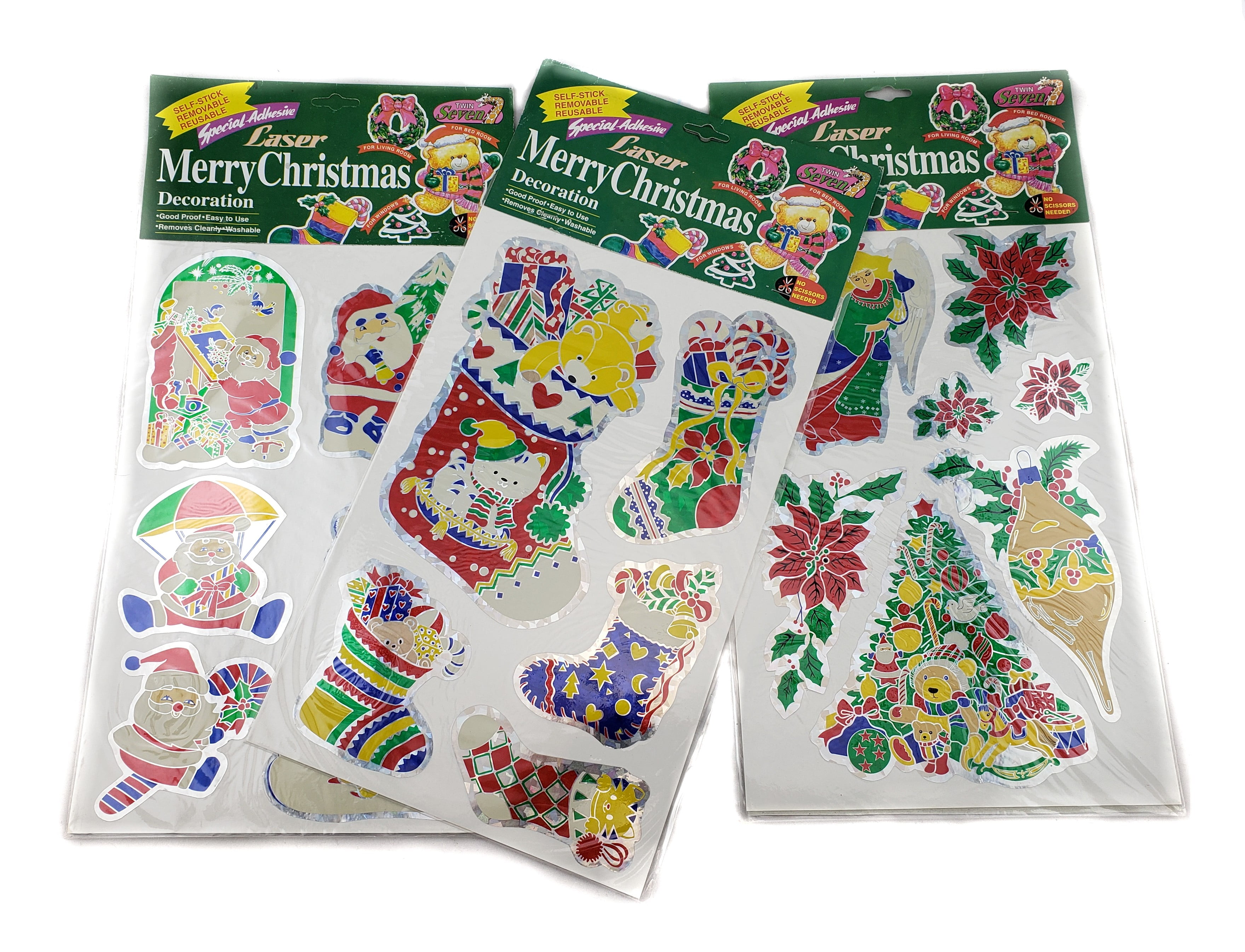 3 Pack Merry Christmas Self Adhesive Laser Stickers Decorations Value Pack - Walmart.com
