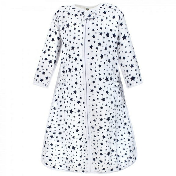 Hudson Baby Infant Boy Long Sleeve Muslin Sleeping Bag, Wearable Blanket, Sleep Sack, Navy Star, 0-6 Months