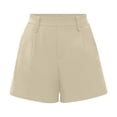 thumbnail image 5 of Bloomae Womens Shorts Summer Dressy Casual Elastic High Waisted Button Decor Pleated Shorts with Pockets Loose Wide Leg Work Business Short Pants, 5 of 9