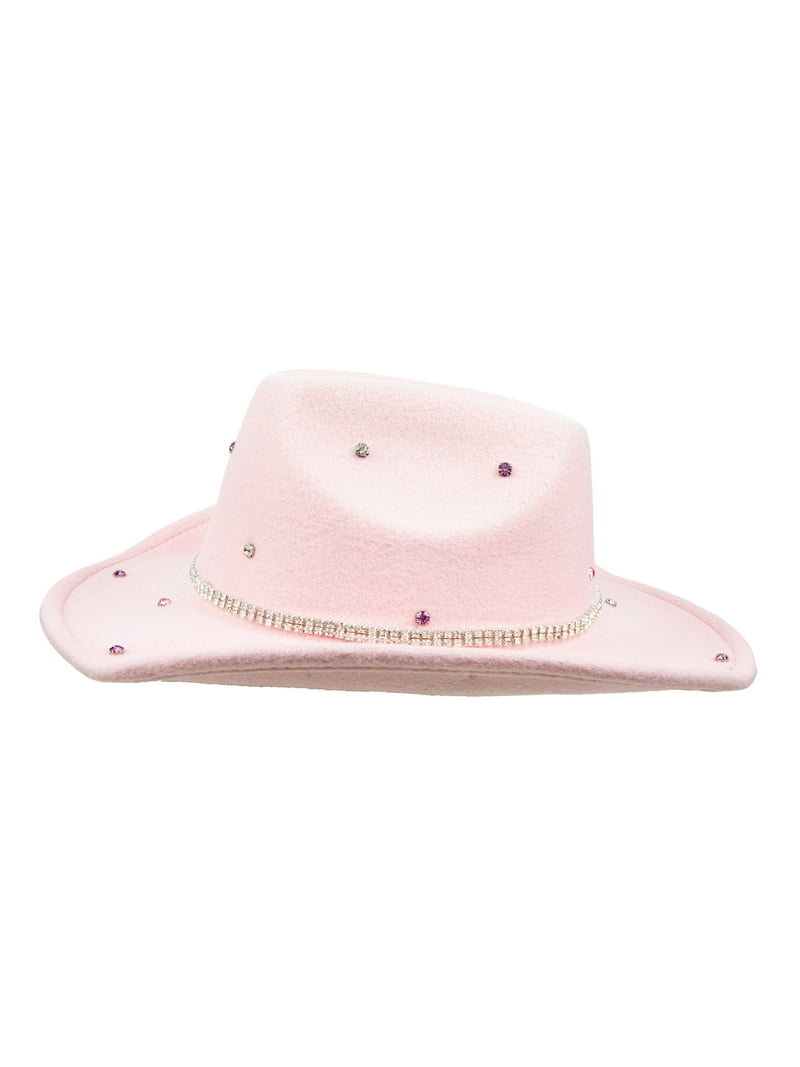 Justice Girls Cowboy Style Hat, Pink with Rhinestone Details  display picture 2