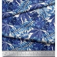 thumbnail image 2 of Soimoi Blue polyester Crepe Fabric Tropical Leaves Decor Fabric Printed Yard 52 Inch Wide, 2 of 3