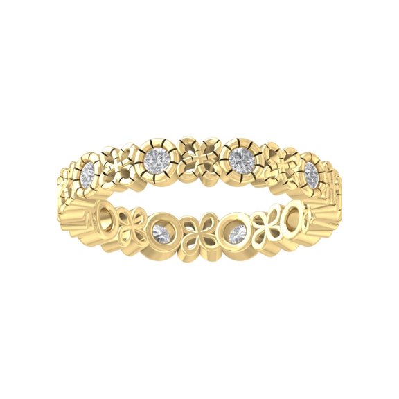 ARAIYA FINE JEWELRY 10K Yellow Gold Lab-Grown Diamond Eternity Ring (1/2 cttw Round-shape Lab-Grown Diamonds (D-F Color, VS Clarity) Size 9