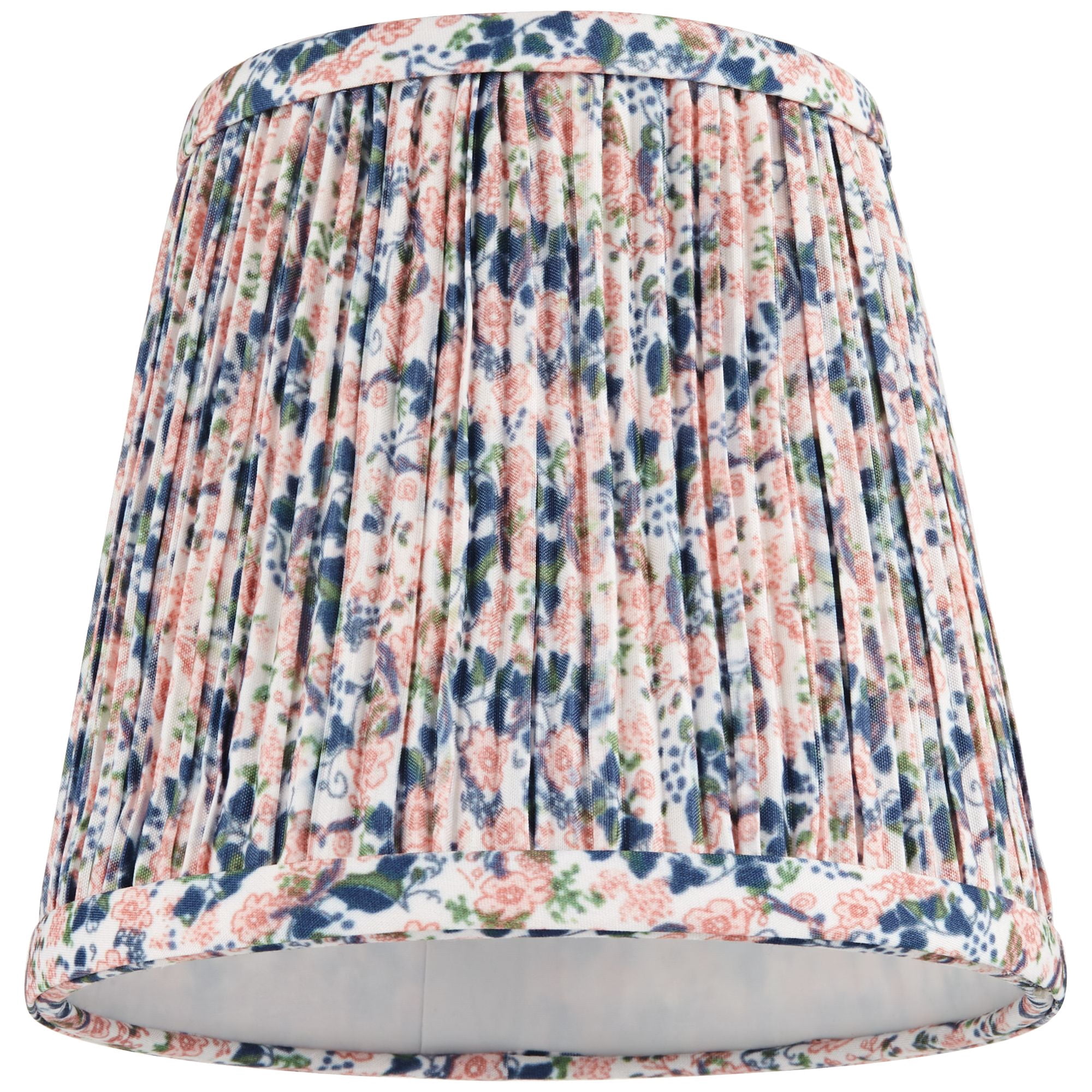 Springcrest 4" Top x 6" Bottom x 5 1/2" High x 5 1/2" Slant Print Lamp Shade Replacement Set of 4 Pink Blue Shirred Pleated Clip On