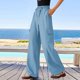 thumbnail image 2 of Pantalones palazzo de mujer de cintura alta y pierna ancha - Cordón elástico, pantalones de playa fluidos - Outfits de vacaciones S-XXL, 2 of 4