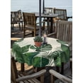 thumbnail image 2 of Outdoor Tablecloth with Umbrella Hole for Patio/Picnic/Party/Camping, Monstera Leaves Waterproof Table Cloth Round Cover Washable, Summer Green Tropical Plants Leaf Beige (Dia 54"), 2 of 8