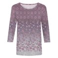 thumbnail image 4 of Pompotops Mode T-shirt Décontracté à Manches 3/4 Col Rond Confortable pour Femmes en Solde, 4 of 5