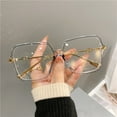 thumbnail image 1 of Fashion Oversized Square Eyewear Retro Womens Light Bloking Metal Frame Glasses Trend Optical Computer Eyeglasses Transparent Grey, 1 of 6