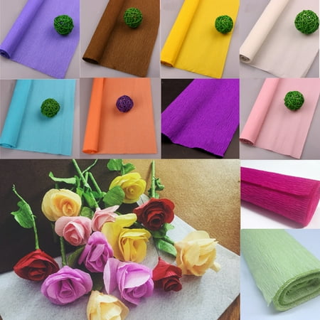 Pure Crepe Saree Moaere 99''X20'' Rainbow Crepe Paper Rolls Tissue Paper Sheets Tablecloth 10 Colors Available ()