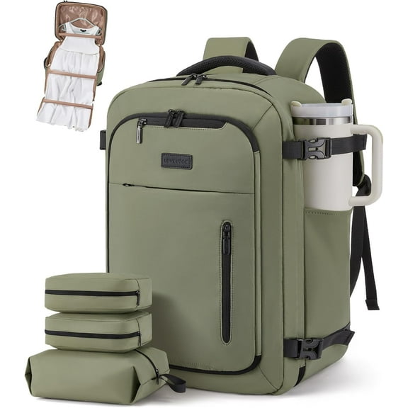LOVEVOOK Travel Backpack for Women Men with Garment Bag, 40L Carry on Backpack as TSA Personal Item Flight Approved, Luggage Daypack Fits 17.3" Laptop, Overnight Business Weekender Travel Essential