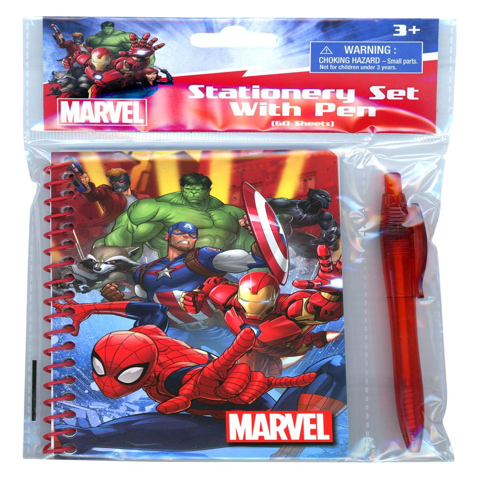 Marvel Avengers Assemble Travel Fun Kit Set Sketch Stickers Notepad Stamp Marker 