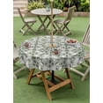 thumbnail image 3 of Sage Green Outdoor Tablecloth - 60 Inch Round Dining Table Cover, Retro Abstract Morocco Geometric Texture Waterproof Outdoor Table Cloth with Umbrella Hole & Zipper for Picnic/Patio/Party, 3 of 7