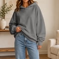 thumbnail image 4 of Women Oversized Hoodie Long Sleeve Drop Shoulder Pullover Solid Color Loose Fit Casual Hooded Sweatshirt, 4 of 9